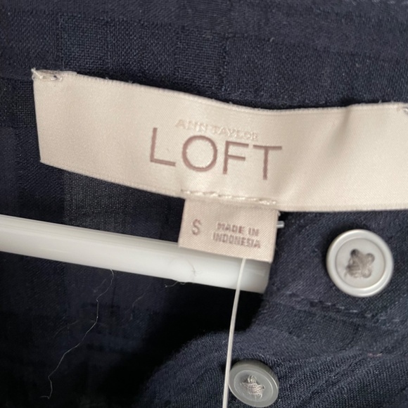 Loft Navy Blue Peolum Top NWT Size Small - Picture 7 of 7